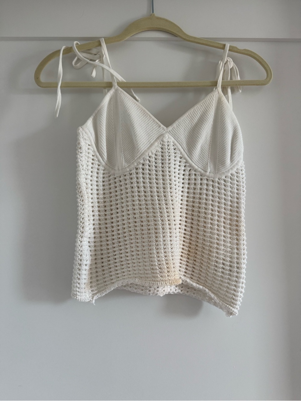 Women's Cream Crochet Tie-Shoulder Cami Top